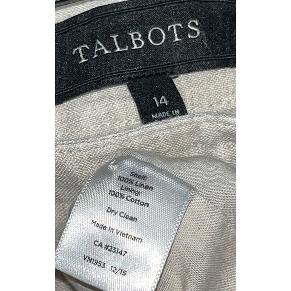Talbots Linen Maxi Skirt Beige Button A-line Pockets Belt Loops Lined Womens 14 - Picture 7 of 9